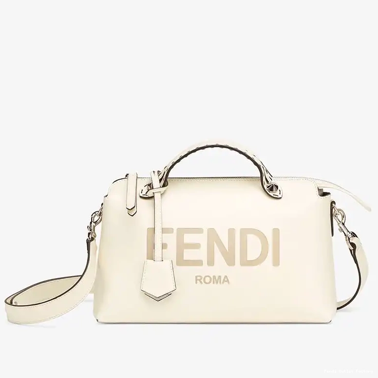 Affordable HOT Medium The ROMA In Calf Leather White Fendi Way Boston Bag By Logo 0530
